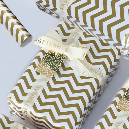 Roll (3 meters) White & Golden Premium Design Gift Wrapping Roll Gift for Him/Her, Mother's Day, gift Packing Sheets Decorative Romantic Gift Wrap for Birthday, Anniversary, Wedding, Return Gifts, book Cover, Packaging material, Craft, kids
