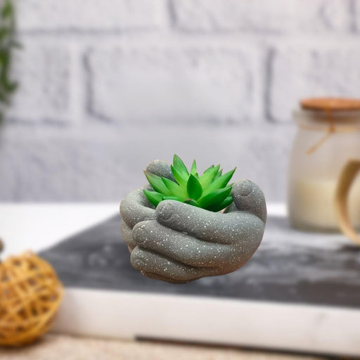 Mini Succulent with Hand Design Ceramic Look Pot for Gifting, Home Corner Decorative, Living Room, Bedroom, Office Desk, Table Decor and Book Shelf Decoration