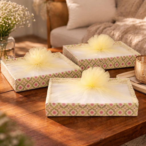 Multipurpose Decorative Folding Paper Box Net Rectangle Cardboard Box with Net DIY Tray for Gift Hamper, Gifting (Cardboard Folding Paper Box),Room Hamper,Wedding Hamper