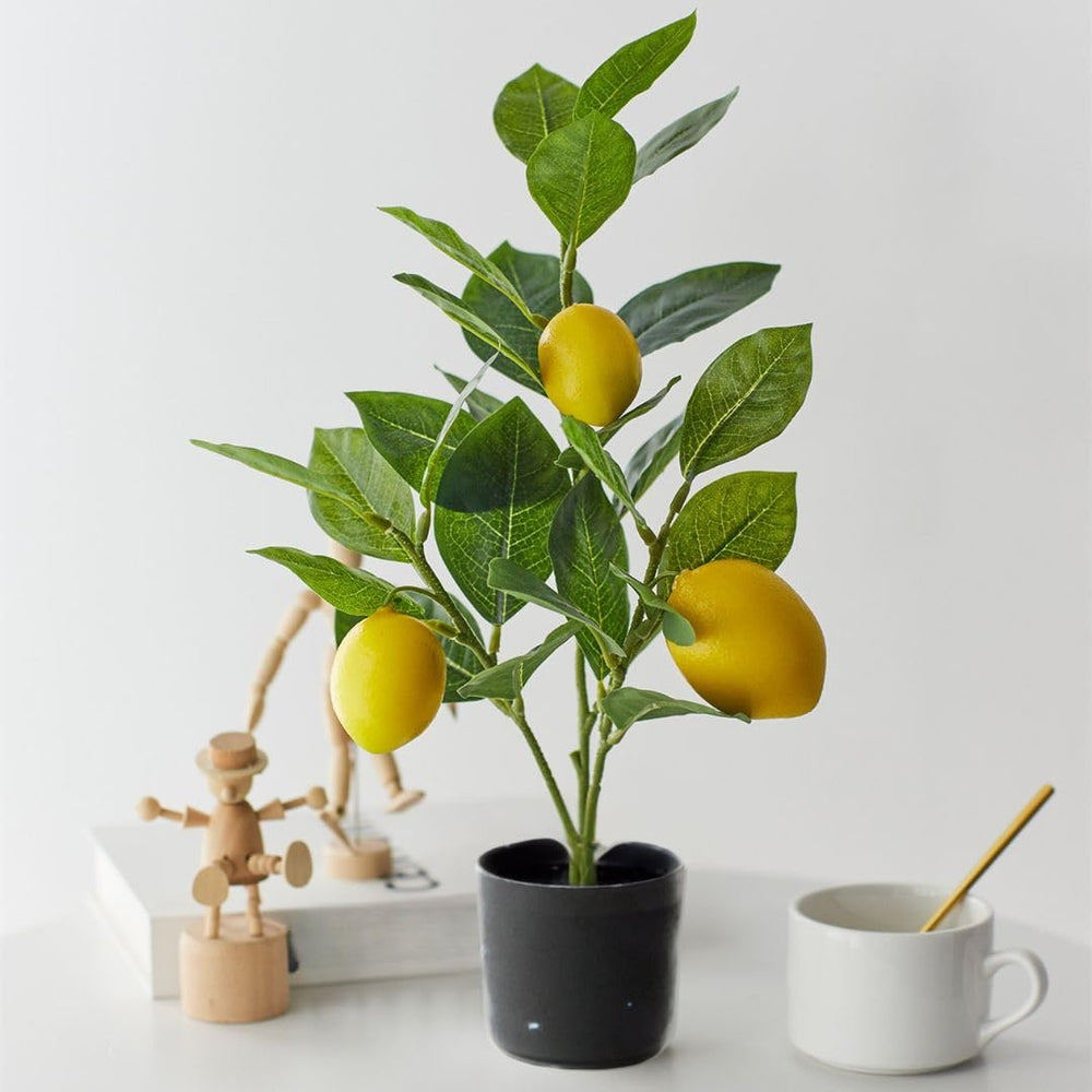 Artificial Lemon Plant with Pot succulent, Artificial Flower Decoration Plant for Home Decor Item, Office, Bedroom, Living Room, Shop Decoration Items ( Green)