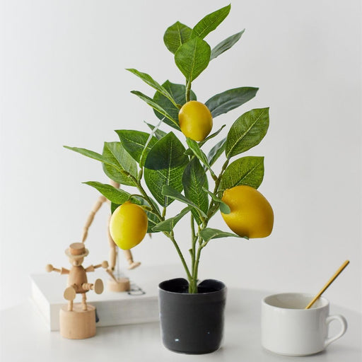 Artificial Lemon Plant with Pot succulent, Artificial Flower Decoration Plant for Home Decor Item, Office, Bedroom, Living Room, Shop Decoration Items ( Green)
