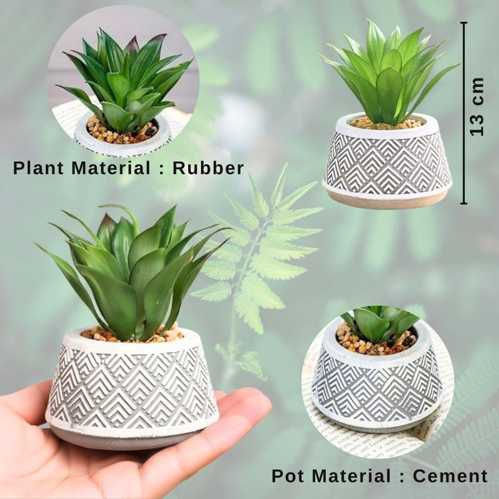 Mini Agave Artificial Green Indoor Succulent Plant with Aesthetic Ceramic Pot to Add Charm to Your Homedecor
