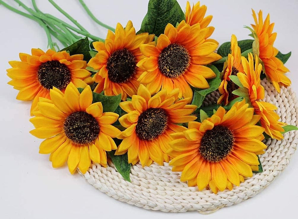 Artificial Sunflowers for Home,Artificial Sunflowers Bouquets, Office, Bedroom, Balcony,Table, Bouquet, Living Room Decoration and Craft (Yellow )