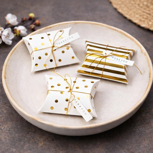 Golden Decorative Folding Paper pillow  Gift Boxes For Gifting Chocolates, Dryfruits Items - Fancy Decorative packaging In Marriage,Function, Birthday Packing, Engagement