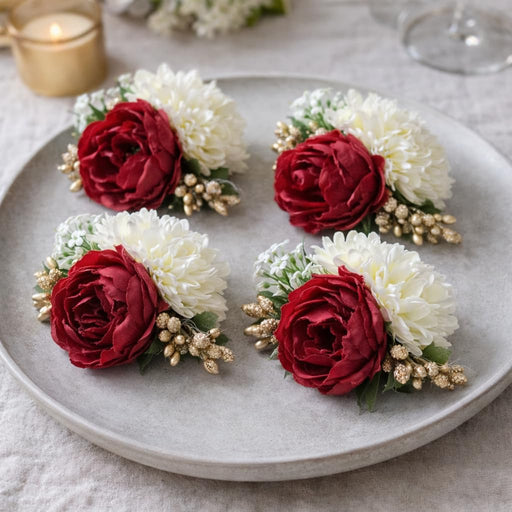 Handmade Artificial Peonies/ Rose Flower Bunch for Hamper, Flower Brooch Hamper, Trousseau Packing, Decoration, Gifting, DIY Craft & Wedding/Marriage Hamper Decors