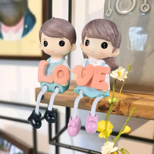 Hanging Legs Showpiece Cute Boy and Girl, Toy Cute Couple Statue Figurines Decorative for Home Decor, Living Room, Table Decoration, Gift for Girlfriend, Boyfriend
