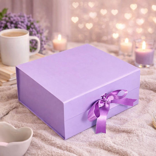 Collapsible Magnetic Gift Box with Satin Ribbon | Premium Folding Rigid Cardboard Box for Gift Hampers, Wedding, Valentine & Multipurpose Packaging