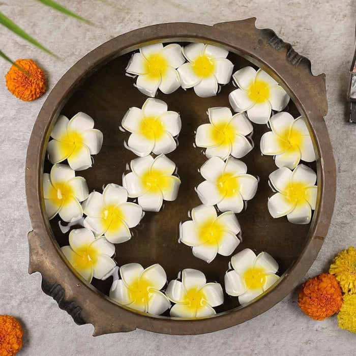 Artificial Big Fake Foam Hawaii Beach Water Floating Flowers for Decoration, Pooja Thali. Festival & Events, Home, Table, Bedroom, Pooja Room, DIY Craft (White)