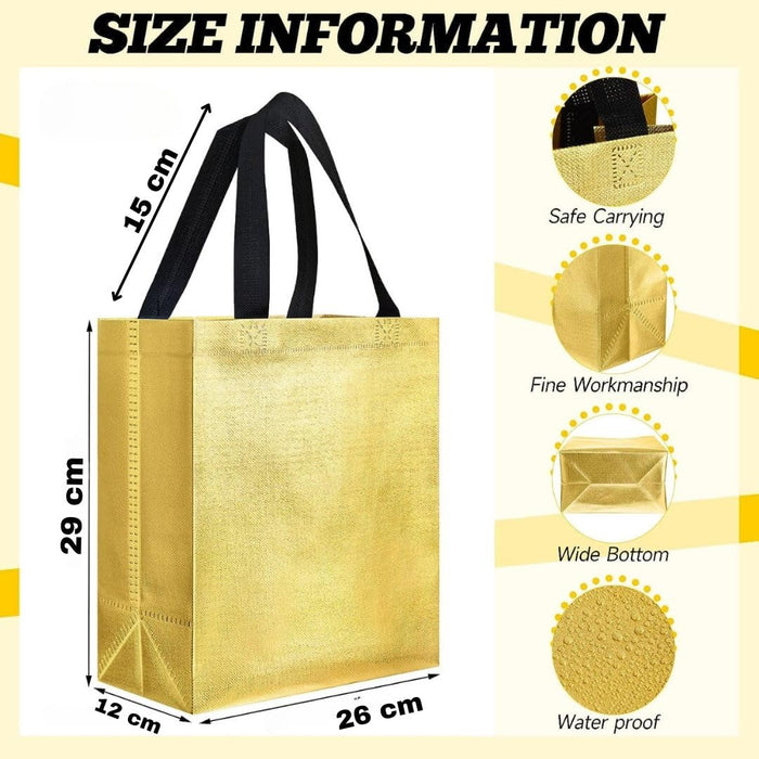 Medium Size Non Woven Bag With Handle 29 x 27 cm Gift Paper bag, Carry Bags, gift bag, gift for Birthday, gift for Festivals, Season's Greetings and other Events(Gold)