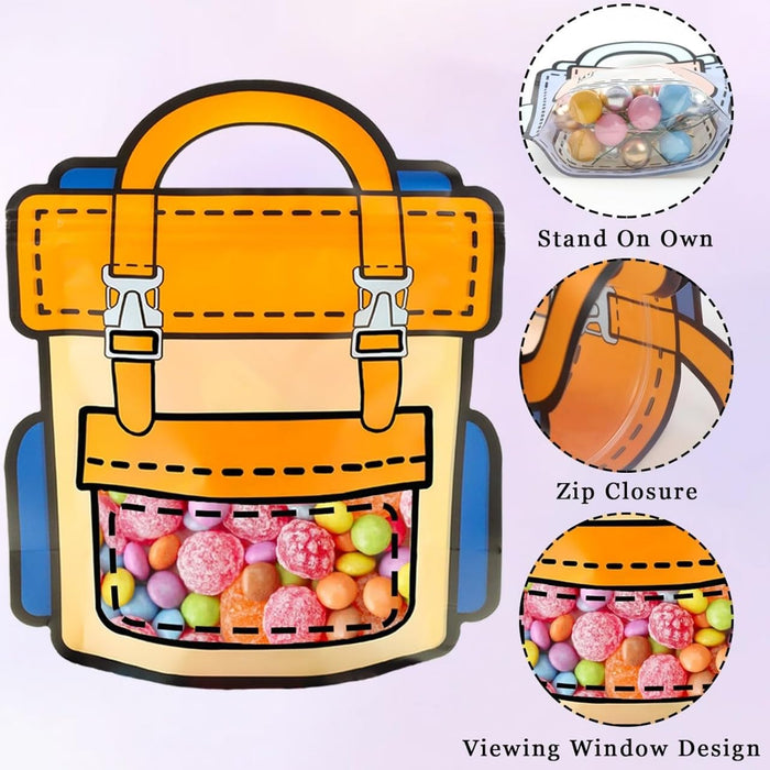 Small Backpack style Ziplock Goodie Pouches With Handle For Gifting, Return Gifts, Birthday, Baby Shower, Party Pouches | Chocolate & Dry Fruit Packing (Small)(21 x 18 cm)