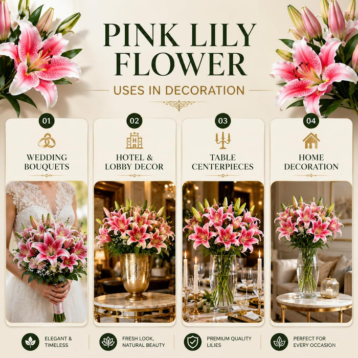 Head Lily Artificial Flowers Sticks for for Gifting, Home Decor  Petals Lily