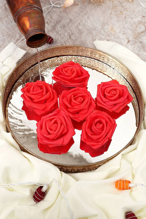 Artificial Floating Rose Flower Head Foam Big Fake Beach Water Flowers, Pooja Thali, Festival and Events, Home, Table, Badroom, Pooja room, Diwali decoration items and Diy Craft