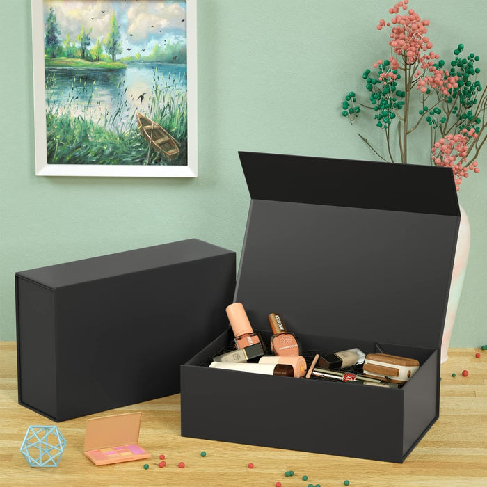 Collapsible Magnetic Gift Box with Satin Ribbon | Premium Folding Rigid Cardboard Box for Gift Hampers, Wedding, Valentine & Multipurpose Packaging