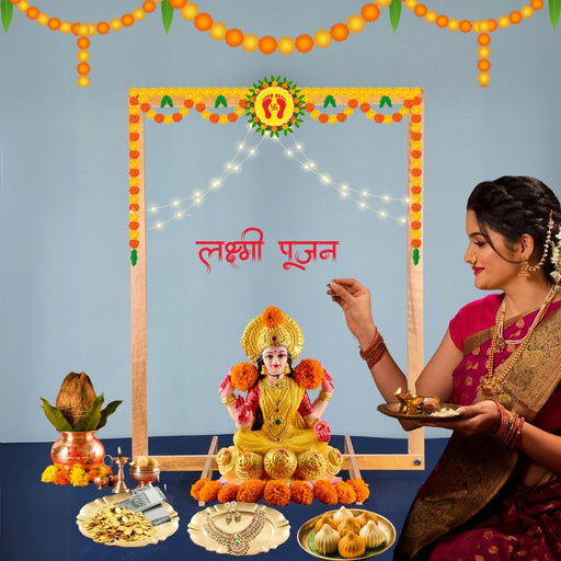 Folding Eco-Friendly Wooden Mandap Backdrop for Home Mandir, Foldable Mandap with Screw, for Diwali Puja,Laxmi Poojan pujan Mandap Decor,Office Puja,Decoration Item