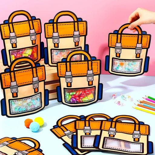 Big Backpack style Ziplock Goodie  Pouches  With Handle For Gifting, Return Gifts, Birthday, Baby Shower, Party Pouches | Chocolate & Dry Fruit Packing (Big)(28 x 24 cm)
