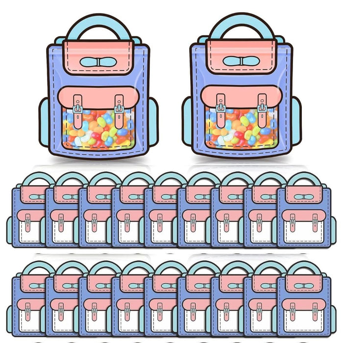 Small Backpack style Ziplock Goodie Pouches With Handle For Gifting, Return Gifts, Birthday, Baby Shower, Party Pouches | Chocolate & Dry Fruit Packing (Small)(21 x 18 cm)