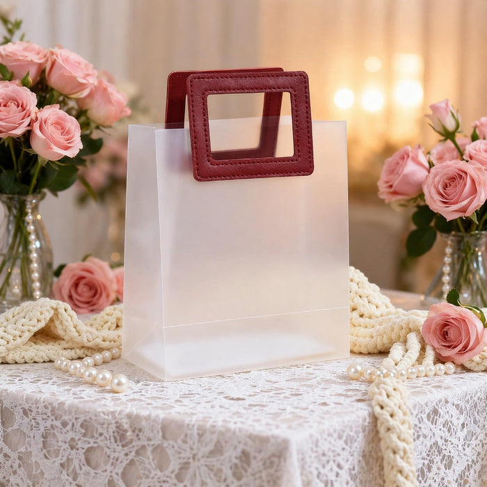 Transparent Gift Bag with Leather Handle | Premium Hamper & Return Gift Bag | 3 Sizes Available