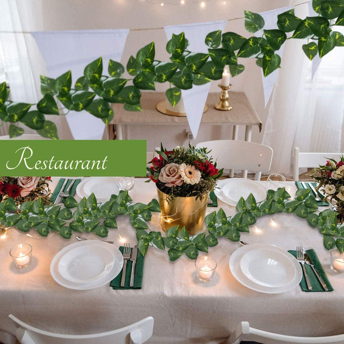 Artificial Flowers Wall Hanging Leaf Flower Money Plant Light Weight Vine String Lines for Garden, Home, Room, Balcony, Living Room, Restaurant, Festival, Events Decoration (Green, 7 Feet)