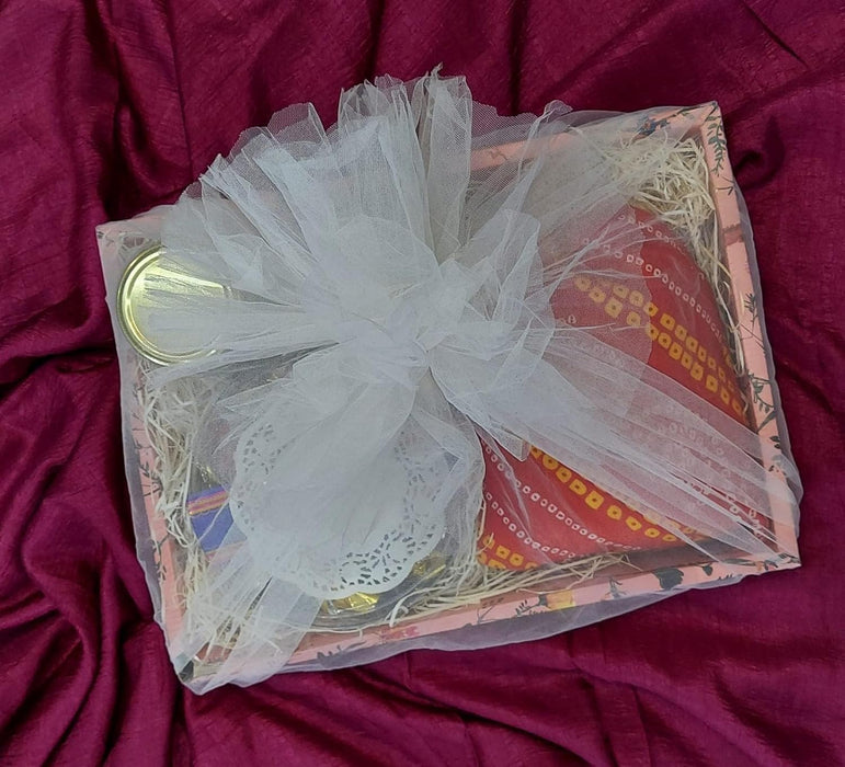 (PINK) Multipurpose Decorative Folding Paper Box Net Rectangle Cardboard Box with Net DIY Tray for Gift Hamper, Gifting (Cardboard Folding Paper Box),Room Hamper,Wedding Hamper