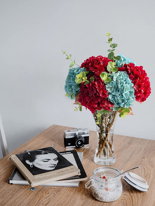 Artificial Hydrangea Fake Flowers Bunch decorative items for Diwali Home, Room, Office, Bedroom, Balcony, Living Room, Table Decoration, Plants and Craft Items Corner (Without Vase Pot)