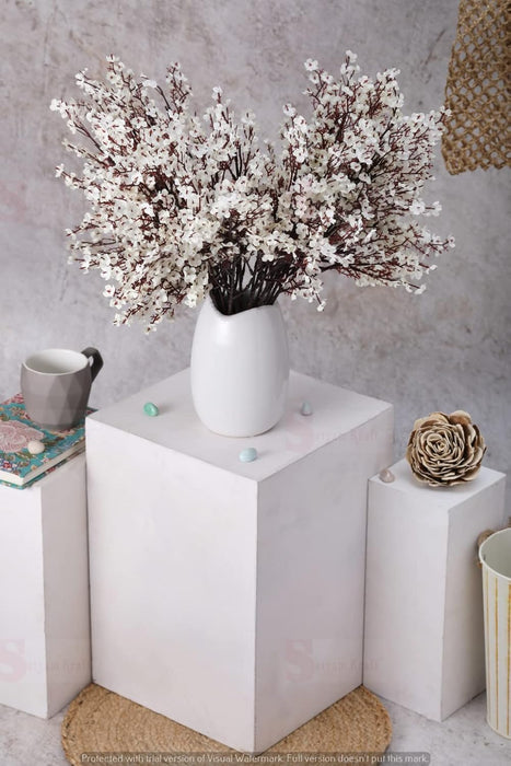 Artificial Babys Breath Gypsophila Fake Flowers bunch Decorative Items for Home,Room,Living Room Table,Diwali Decor (Without Vase Pot)