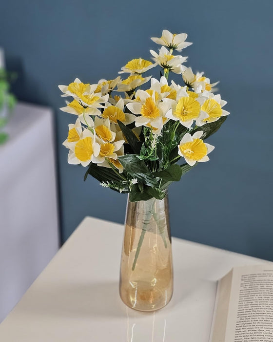 Artificial Dahlia Peony Flowers for Home, Office, Bedroom, Living Room, Events, Birthdays, Festivals & Gifting (Fabric, Without Vase)