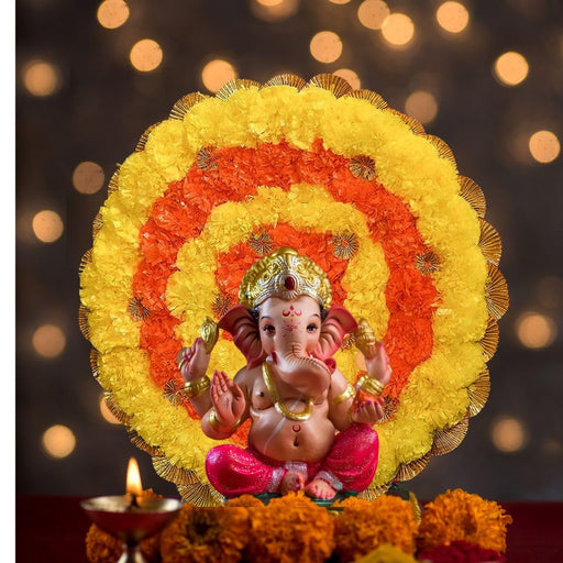 Genda(galgota)Marigold Artificial Flower mat Rangoli round