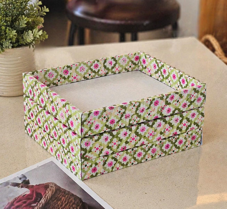 Multipurpose Decorative Viral Folding Paper Box (without net and Twister) Rectangle Cardboard Box DIY Tray for Gift Hamper, Gifting (Cardboard Folding Paper Box),Room Hamper,Wedding Hamper