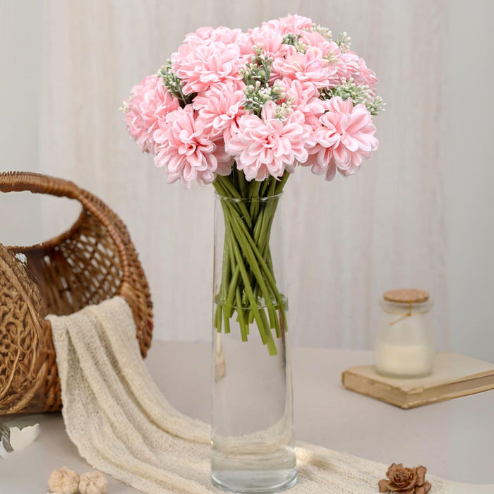 (7 head flower stick )Artificial Dahlia Fake Flowers for Home,Artificial Chrysanthemum Ball Flowers, Bedroom, Living Room, Decorative Items Office Table, Gifts (Without Vase Pot)