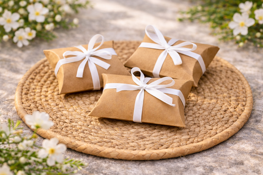 Brown Decorative Folding Paper  pillow Gift Boxes For Gifting, Chocolates, Dryfruits Items - Fancy Decorative packaging In Marriage, Pooja, Function, Birthday Packing