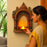 DIY Traditional Jharokha Mirror Kit (No Drill Required) with Free LED Candle & Hook – 2D Wooden MDF Wall Hanging Decor for Home, Mandir, Living Room, Festive Gifting & Decoration Showpiece