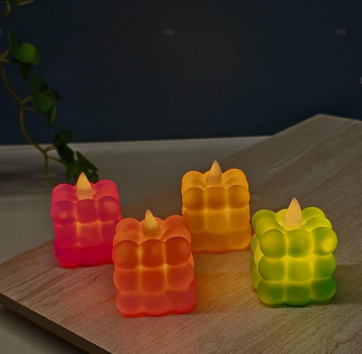 LED Bubble Candles Plastic Candle, Tealight LED Candle Light for Home, Lobby, Drawing Room, Living Room, Bedroom Decoration,Home Decor,Diwali Decor(Multicolour)
