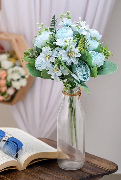 Artificial Peony Rose Flower Bunch for - Home, Office, Bedroom, Balcony,Table Display, Living Room Decoration and Craft Corner- (Without Vase)