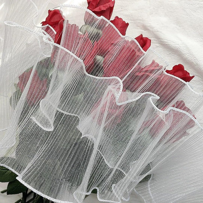 Flower Wrapping Mesh Bouquet Korean floral Packaging Roll Wrap sheet with wavy edge Perfect for Wedding , Enagagement, Anniversary, Birthday ,Proposal Dating Decoration.