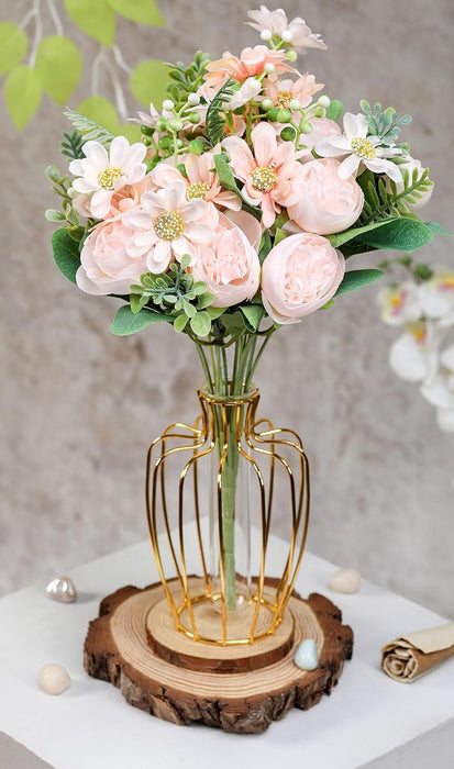 Artificial Peony Rose Flower Bunch for - Home, Office, Bedroom, Balcony,Table Display, Living Room Decoration and Craft Corner- (Without Vase)