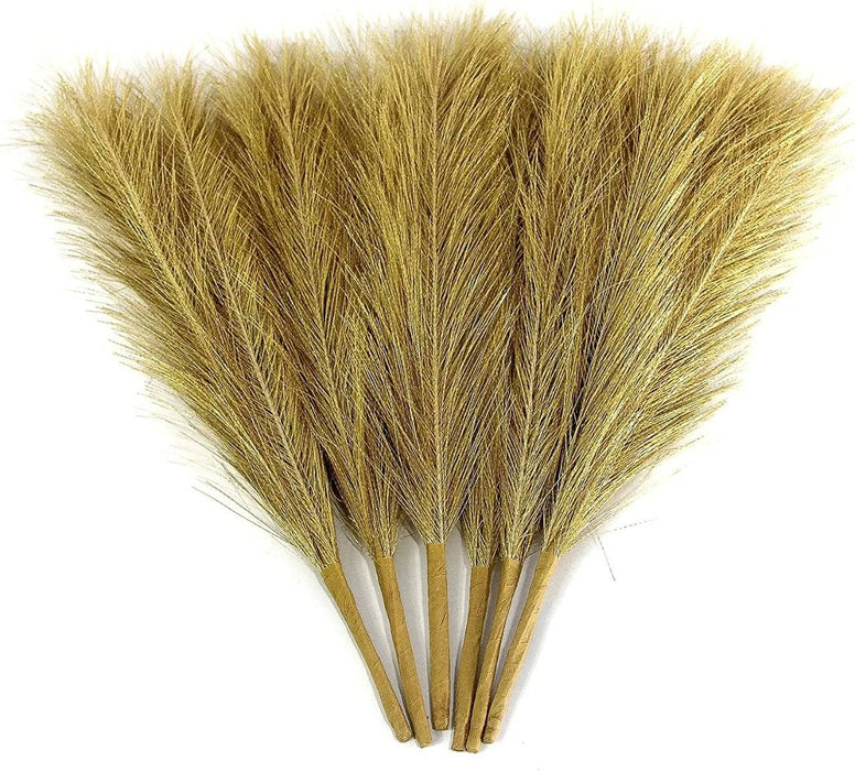 Glitter Faux Pampas Grass Small Artificial Flowers Fake Flower for Home, Office, Bedroom, Balcony, Living Room, Table Decoration, Plants and Craft Items Corner