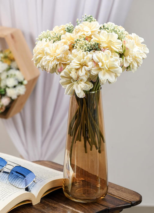 (7 head flower stick )Artificial Dahlia Fake Flowers for Home,Artificial Chrysanthemum Ball Flowers, Bedroom, Living Room, Decorative Items Office Table, Gifts (Without Vase Pot)