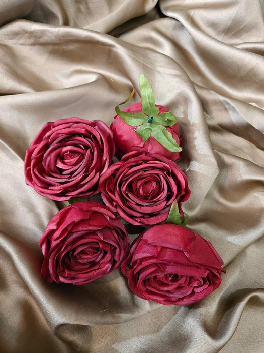 Artificial Flower Persian Buttercup Rose Flowers Head for Gifting, Home, Mandir Pooja Table, Cake Decor, Bouquet Making, Backdrop, DIY Art Craft (Pack of 12)