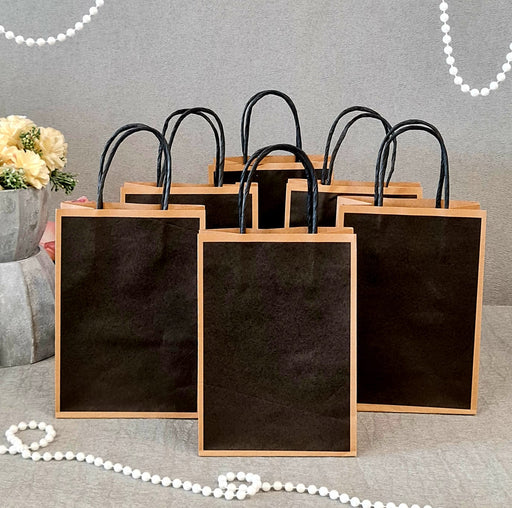 Small Size BLACK (21 X15 X8 cm) Paper Bags With Handle Gift Paper bag, Carry Bags, gift For Valentine Gifting, marriage Return Gifts, Birthday, Wedding, Party, Season's Greetings