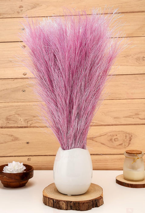 Glitter Faux Pampas Grass Small Artificial Flowers Fake Flower for Home, Office, Bedroom, Balcony, Living Room, Table Decoration, Plants and Craft Items Corner