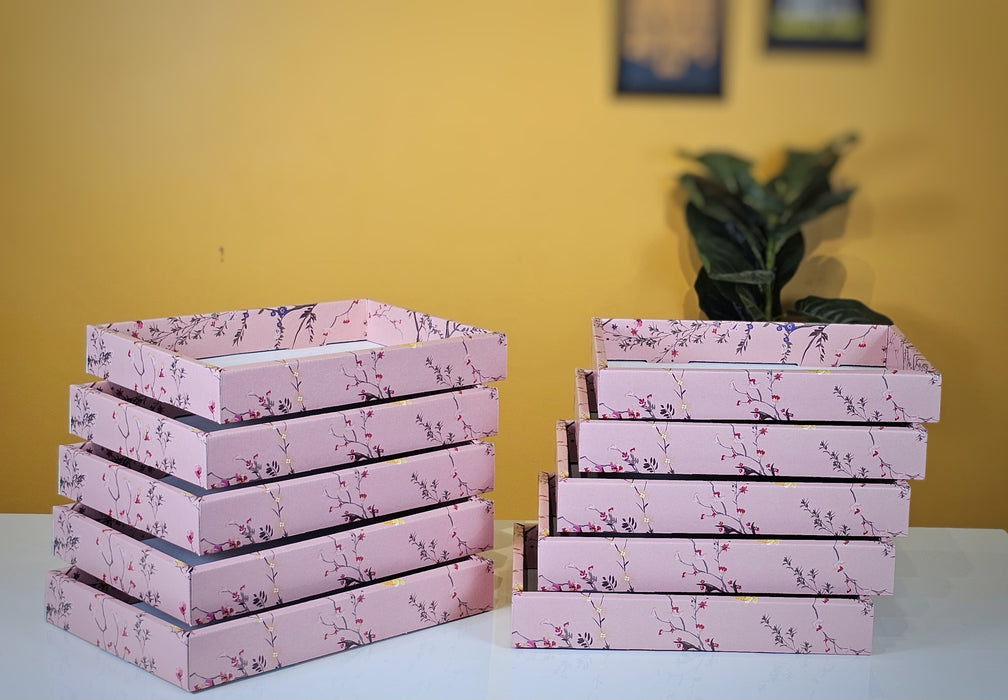 Pink Color Multipurpose Decorative Viral Folding Paper Box (without net and Twister) Rectangle Cardboard Box DIY Tray for Gift Hamper, Gifting (Cardboard Folding Paper Box),Room Hamper,Wedding Hamper