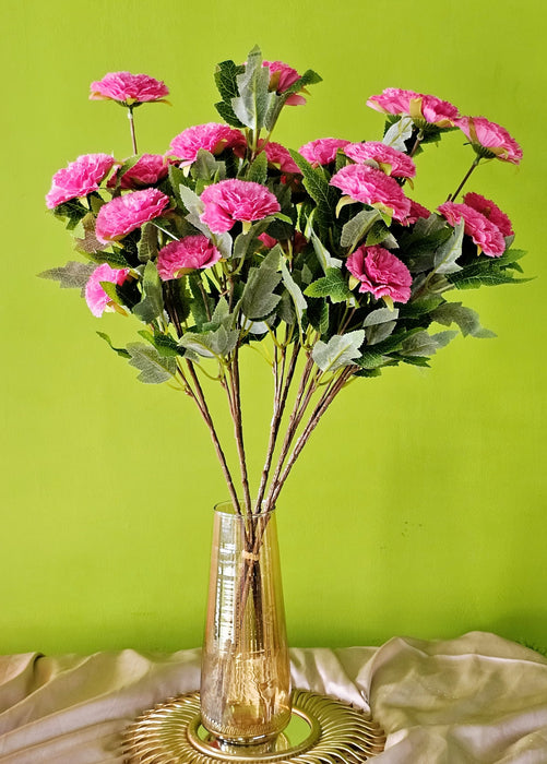 Carnation flower Sticks Artificial Flowers Bouquet Sticks for Gifting, Home Decor, Room,Bedroom, Living Room, Anniversary Decoration,Diwali Decor (Material: Fabric) (Without Vase Pot)