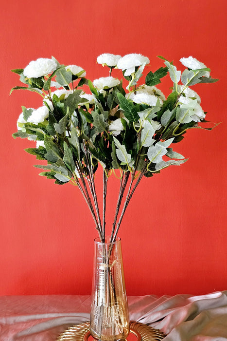 Carnation flower Sticks Artificial Flowers Bouquet Sticks for Gifting, Home Decor, Room,Bedroom, Living Room, Anniversary Decoration,Diwali Decor (Material: Fabric) (Without Vase Pot)