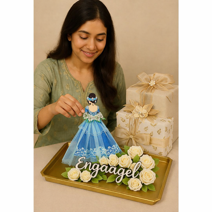 Princess Topper Cutout/ SuitcaseTopper Net Band with Glue Drop | DIY Decorative Cutout for Trousseau Packing, Wedding Gifting, Return Gifts, Bags & Trolley Bag Decor