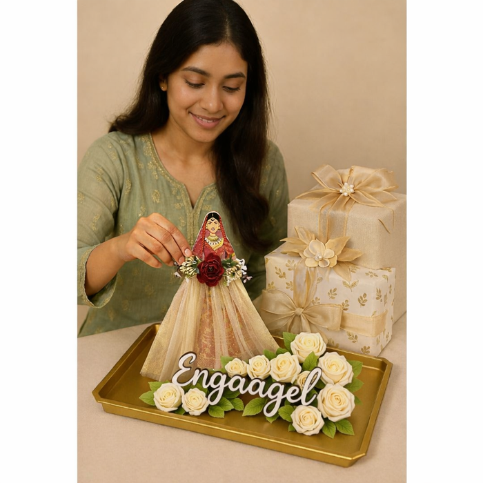 Princess Topper Cutout/ SuitcaseTopper Net Band with Glue Drop | DIY Decorative Cutout for Trousseau Packing, Wedding Gifting, Return Gifts, Bags & Trolley Bag Decor