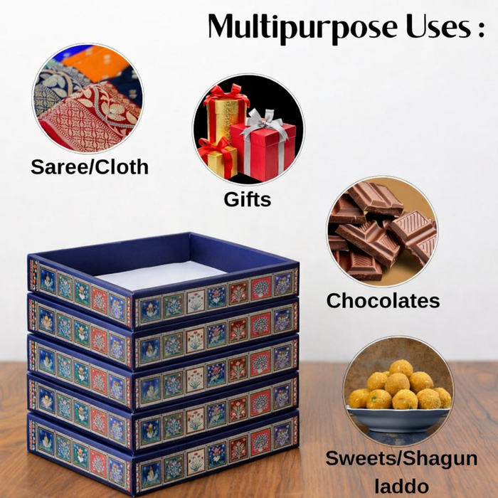 Multipurpose Decorative Viral Folding Paper Box (without net and Twister) Rectangle Cardboard Box DIY Tray for Gift Hamper, Gifting (Cardboard Folding Paper Box),Room Hamper,Wedding Hamper