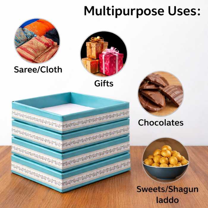 Multipurpose Decorative Viral Folding Paper Box (without net and Twister) Rectangle Cardboard Box DIY Tray for Gift Hamper, Gifting (Cardboard Folding Paper Box),Room Hamper,Wedding Hamper