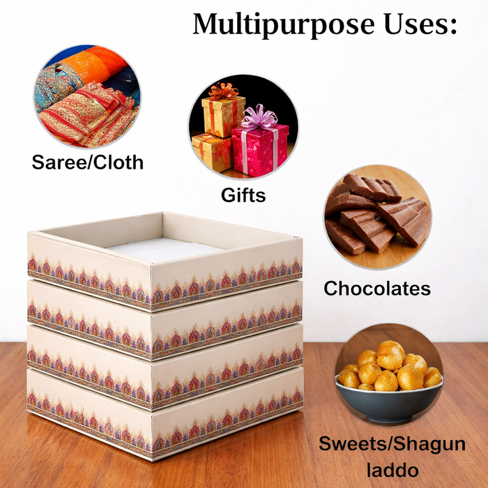 Multipurpose Decorative Viral Folding Paper Box (without net and Twister) Rectangle Cardboard Box DIY Tray for Gift Hamper, Gifting (Cardboard Folding Paper Box),Room Hamper,Wedding Hamper