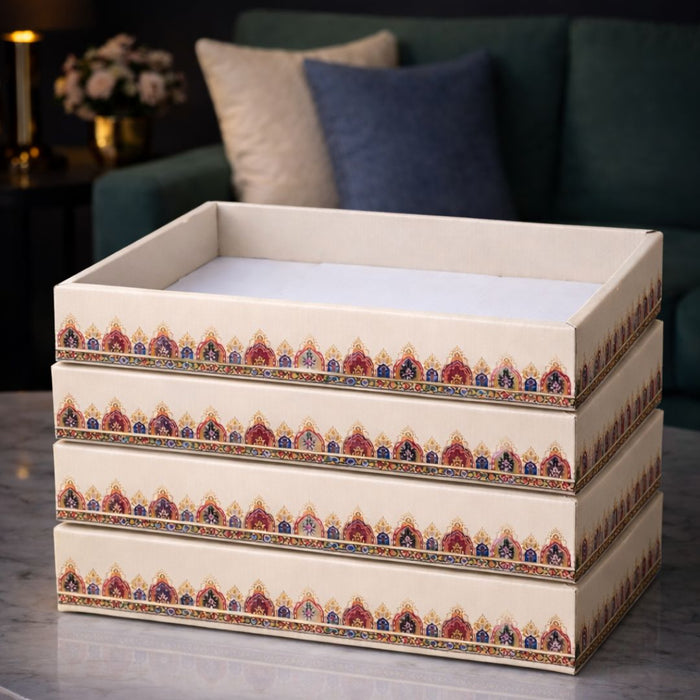 Multipurpose Decorative Viral Folding Paper Box (without net and Twister) Rectangle Cardboard Box DIY Tray for Gift Hamper, Gifting (Cardboard Folding Paper Box),Room Hamper,Wedding Hamper