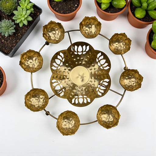 Decorative Round Gold Polish Decorative Urli Bowl Candle Holder for Home Decor,Mandir Decor,Diwali Decor, Floating Flowers,Candles Diya holder, Office,Table Decor, Entrance Decoration Item (Golden)